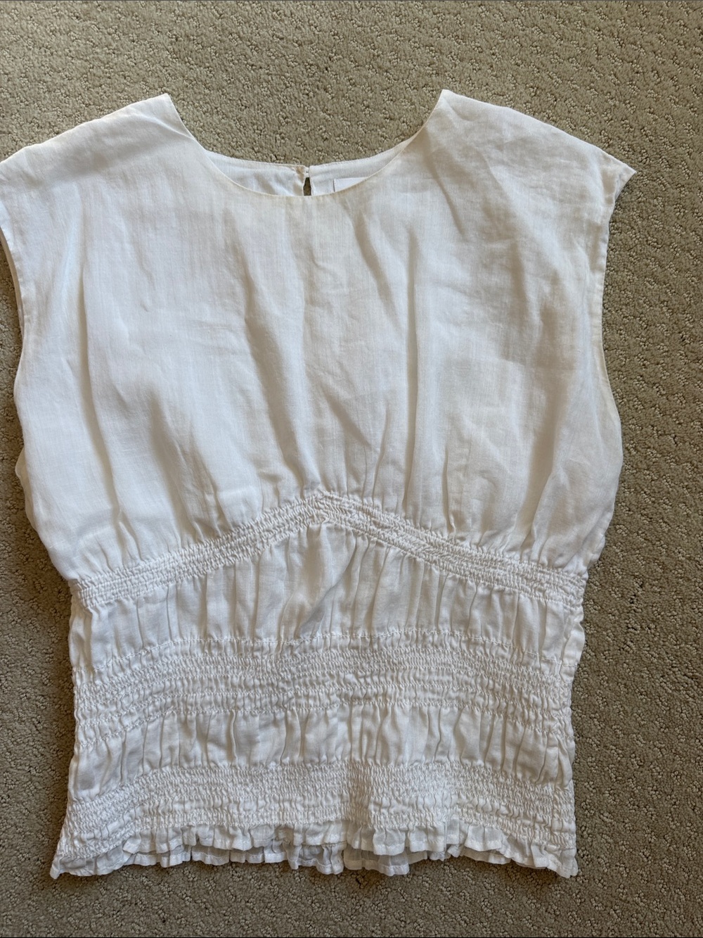 Frame white sleeveless linen like top, lined, medium